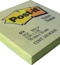 Block Post-It 3M 654 3X3 Canario Con 100