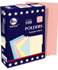 Folder Nassa Oficio Rosa Con 100