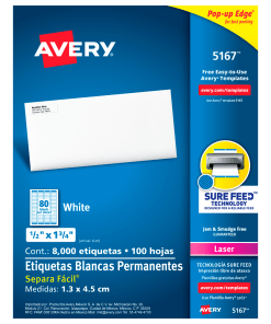 Etiqueta Avery 5167 Blanca Laser C/8000