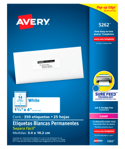 Etiqueta Avery 5262 3.4X10.2Cm C/350