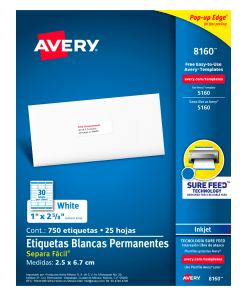 Etiqueta Avery 8160 2.5X6.7 C/750