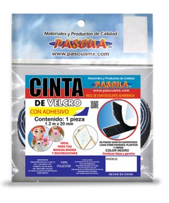 CINTA VELCRO PASCUA 20MMX2MTS NEGRO AD02AA